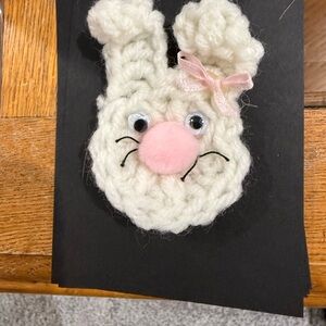 Charming Cream Bunny Hair Clip with Pink Bow